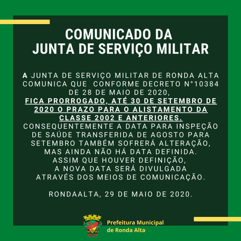 Alistamento Militar teve prorrogação